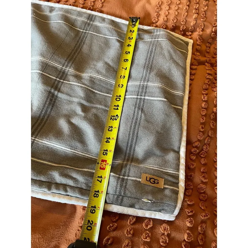 Authentic UGG Reversible Plaid & Sherpa King Pillow Shams (Set of 2)  Gray/Cream